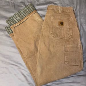 34x34 Carhartt B111 Loose Fit Washed Duck Flannel-Lined Utility Work Pant